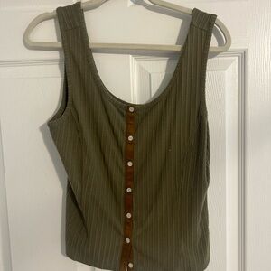 Olive Button-Down Tank Top